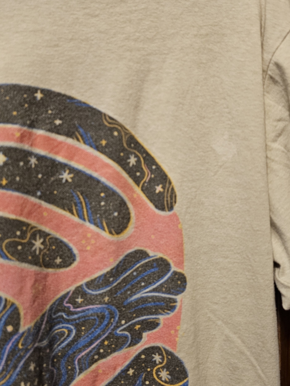 Next Level Apparel Cream Short-Sleeve Tee with Multicolor Cosmic Raven Print - Picture 3 of 5